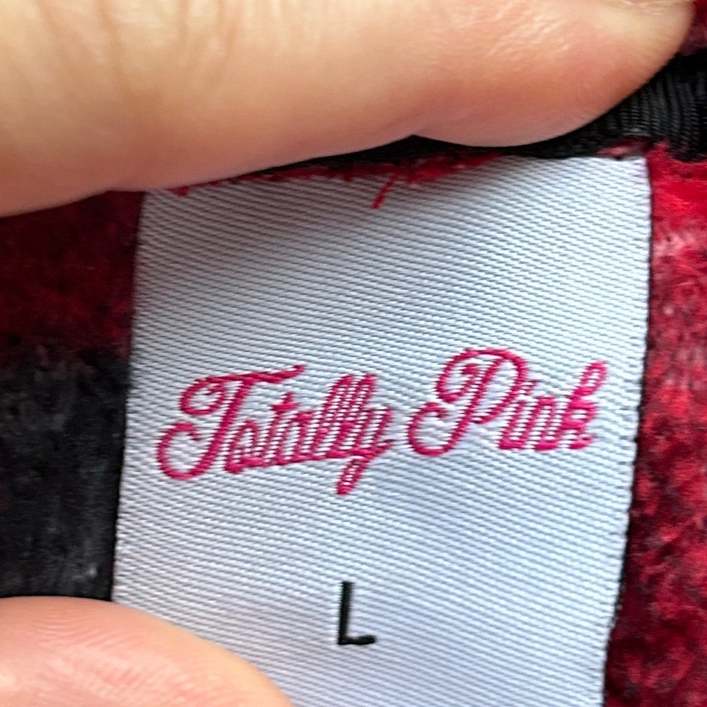 Totally Pink Buffalo Plaid Fleece Hooded Onesie Buffalo Women’s Size Large - Picture 13 of 15